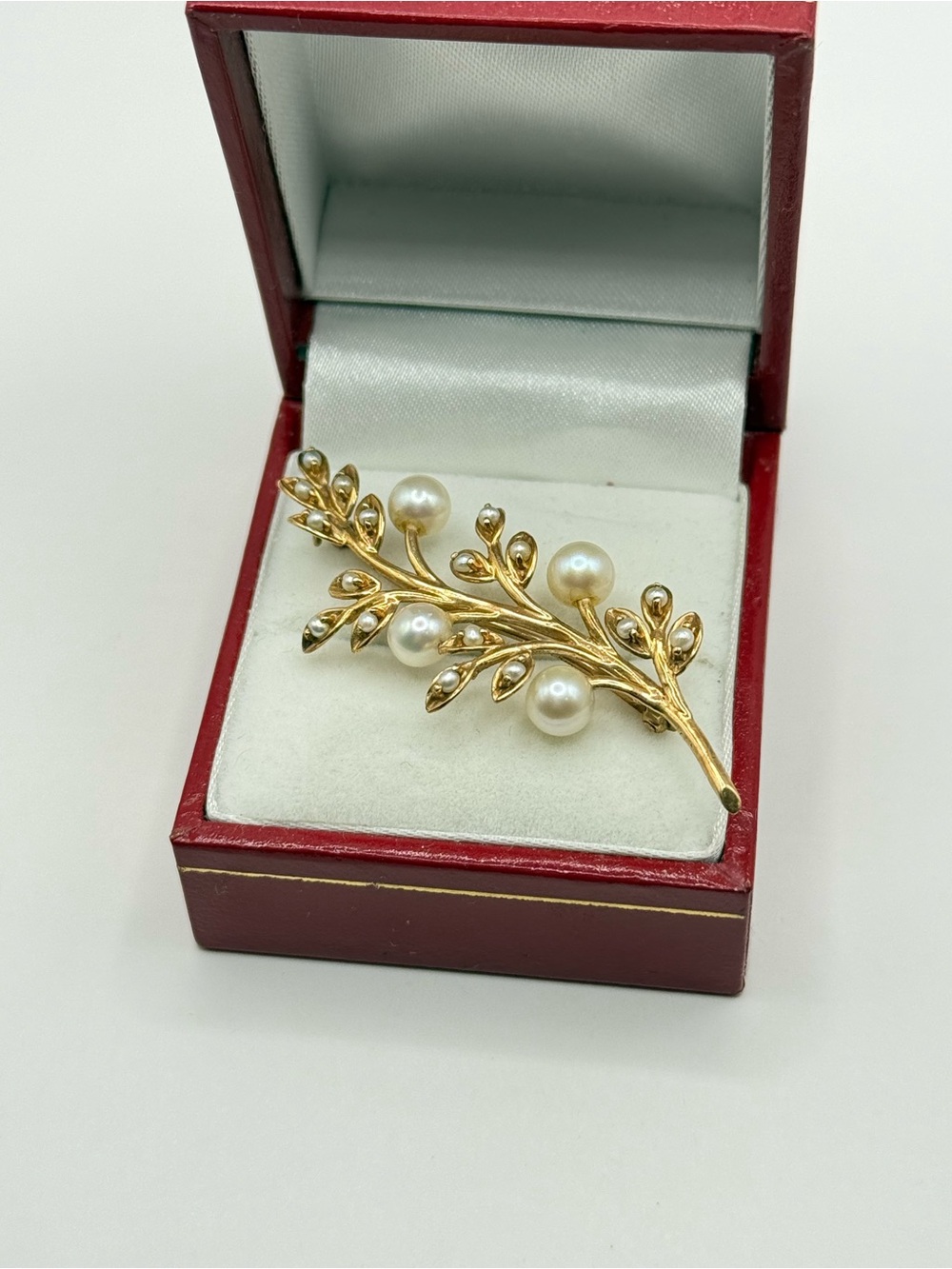 Vintage Victorian 14k gold Floral Brooch with Cultured Pearl